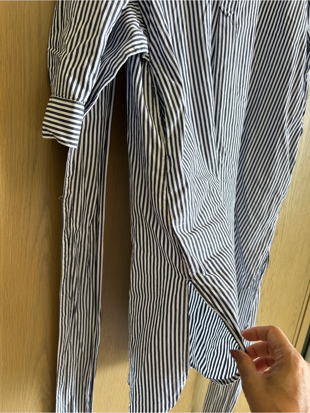 Gap brand navy and white striped poplin shirt dress, size medium - Picture 8 of 13
